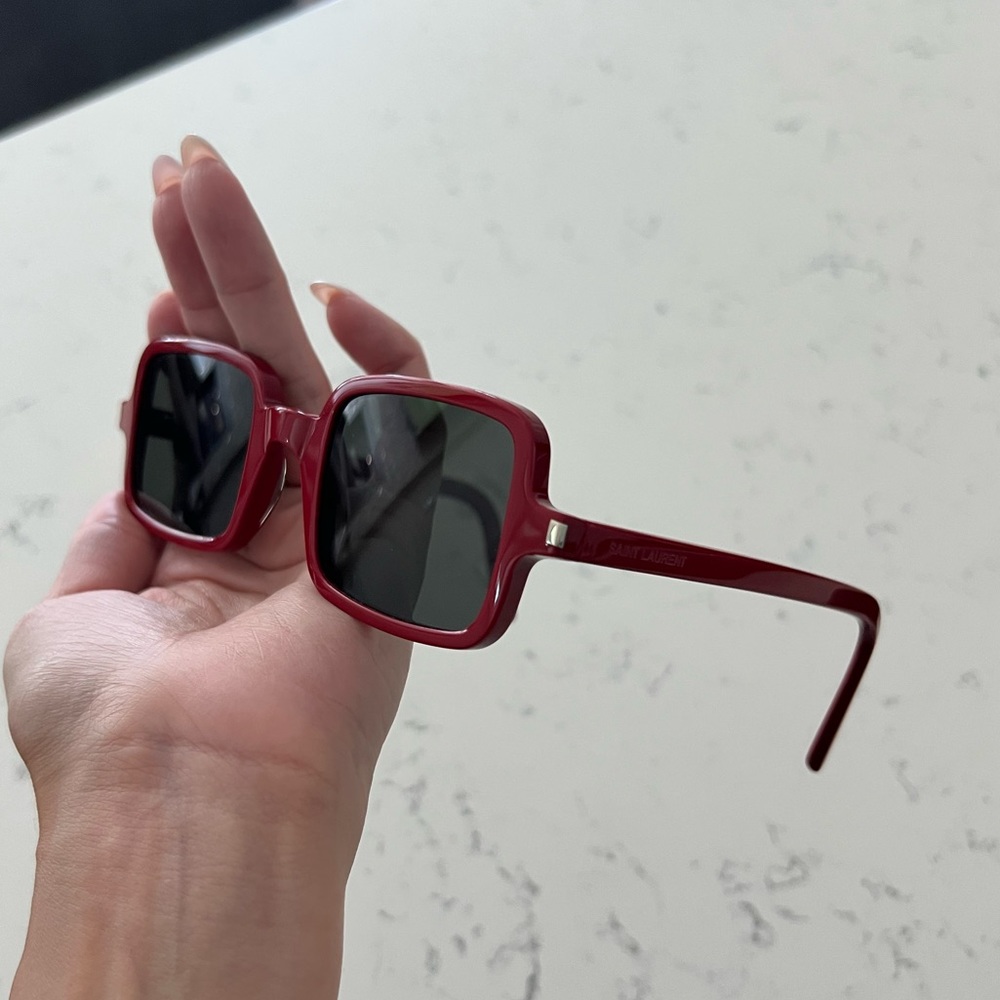 Saint Laurent Red Rectangular Sunglasses - image 3